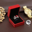 LED Lighted Earring Ring Gift Box Wedding Engagement Jewelry Case (Red)
