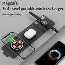 15W 3 in 1 Wireless Charger Foldable Clear Glass Portable Fast Charger.
