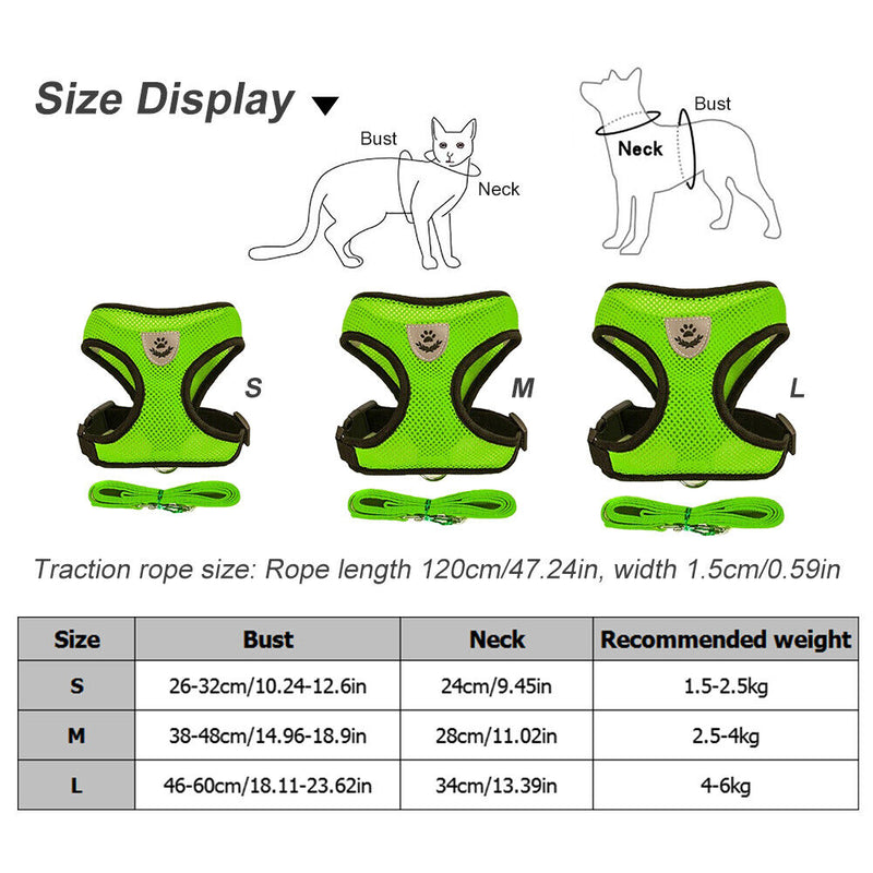 Polyester Cat Dog Harness Comfortable Cat Harness Vest Walking Leash for Outdoor