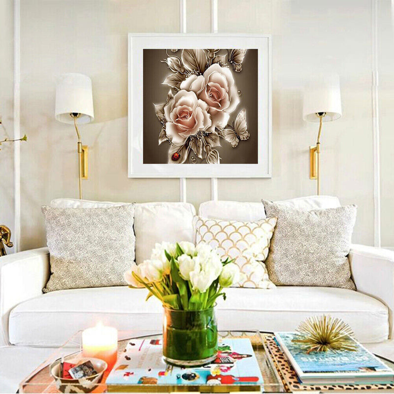 DIY 5D Diamond  Retro Flower  Painting Embroidery Home Decor Craft Newly