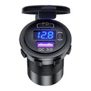 P21-B Car Motorcycle Dual USB Charger PD + QC 3.0 USB Charger Socket (Blue)
