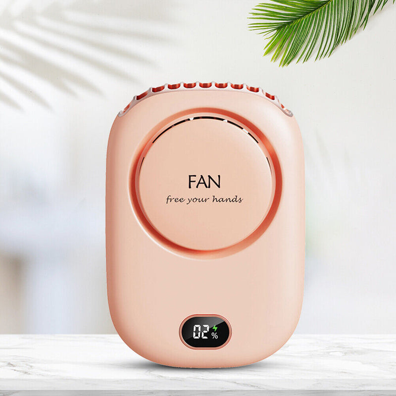 Mini Portable Bladeless Neck Fan Rechargeable Silent Cooling Fans (Pink)