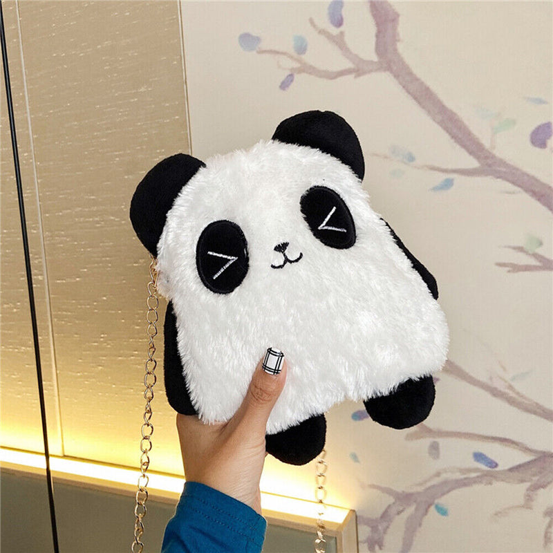 Cute Plush Panda Crossbody Handbag Women Girl Chain Shoulder Bags (Style 1)