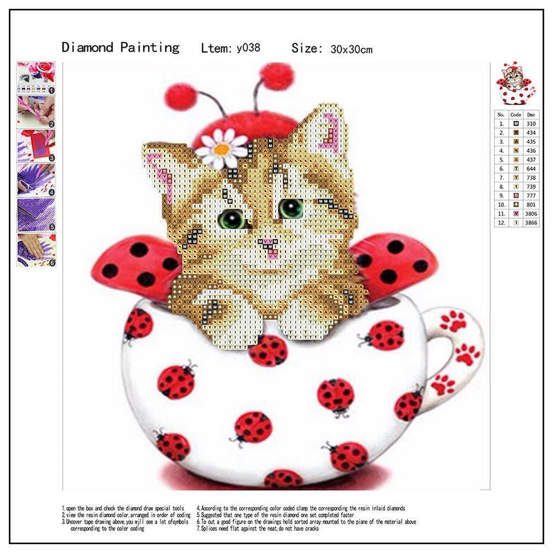 Home Decoration 5D Cute Cat Diamond Painting Cross Stitch Embroidery Craft