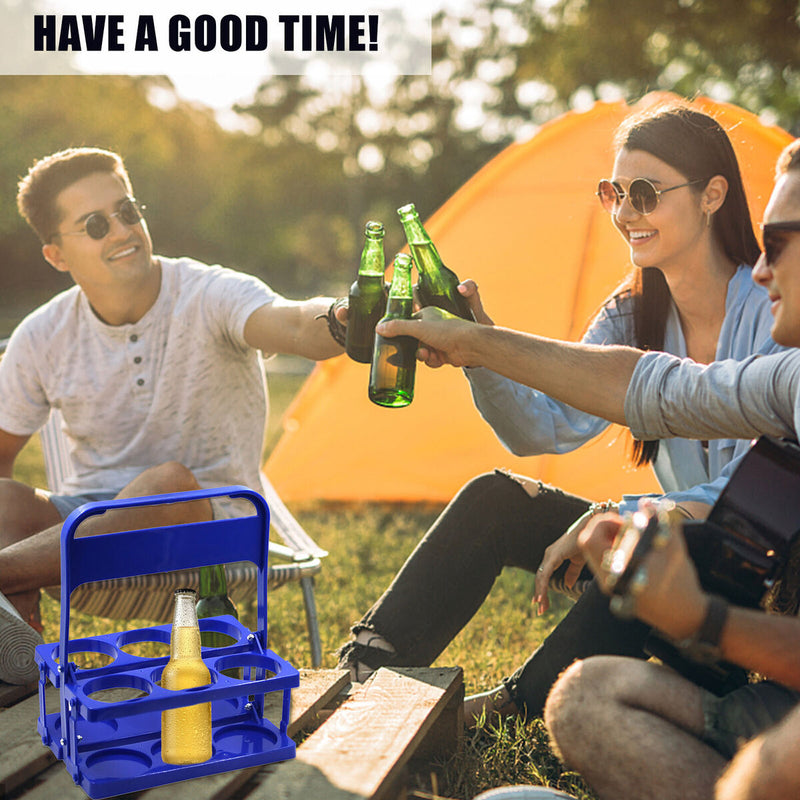 Portable Beer Rack Foldable Plastic Beer Basket Durable Wine Rack (Blue) Newly