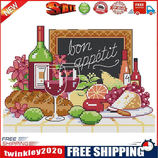 Cross Stitch Printed Embroidery DIY Needlework 14CT Stamped (J457 Wine)