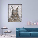 Snow Rabbit Full Round Drill Mosaic Wall Art Picture of Rhinestone Decorati