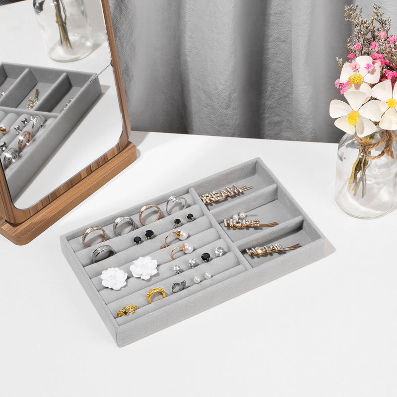 Watch Velvet Stackable Jewelry Trays Earring Organizer Drawer Rings Holder