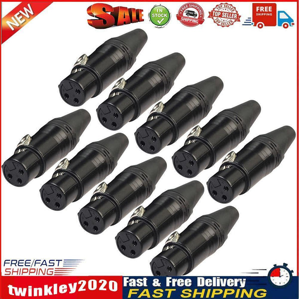 10pcs DIY Microphone XLR 3Pin Female Connector Cable Solder Plug Adapters Newly