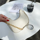 Women Solid Color Chain Underarm Bag Casual Ladies PU Leather Hobos Handbags