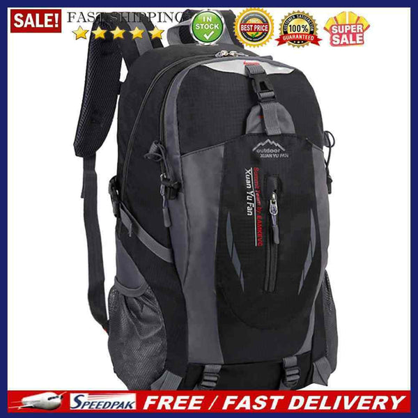 Casual Climbing Backpack Nylon Bags for Hiking Fitness Camping (Black)