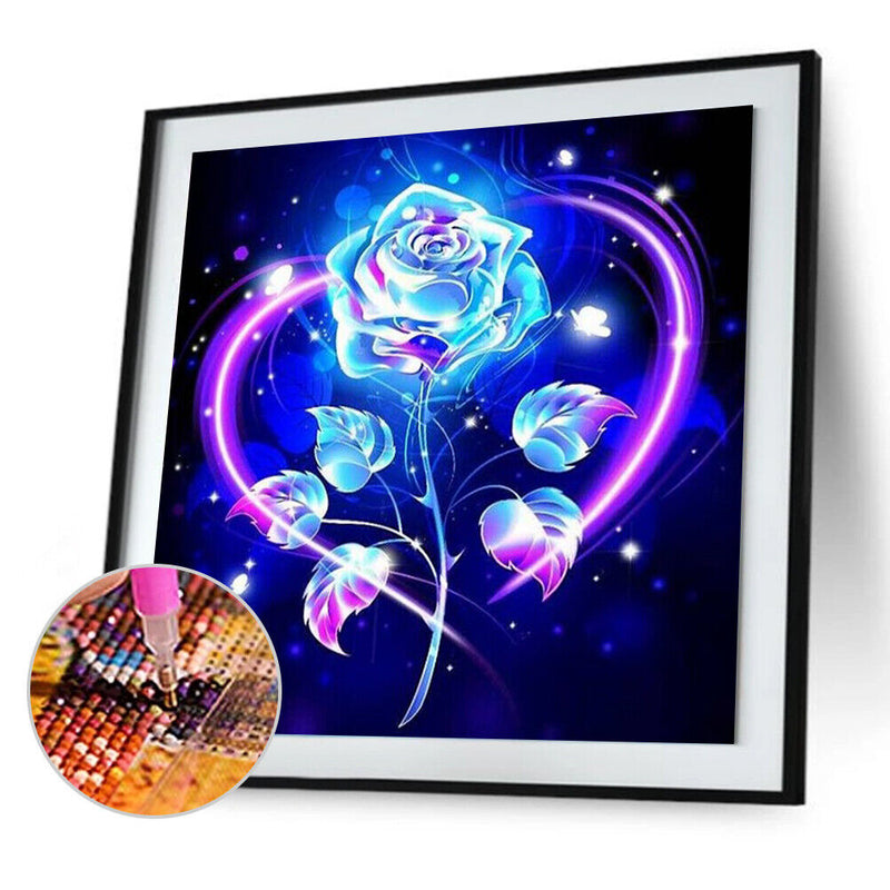 5D DIY Diamond Painted Round Diamond Blue Rose LD166