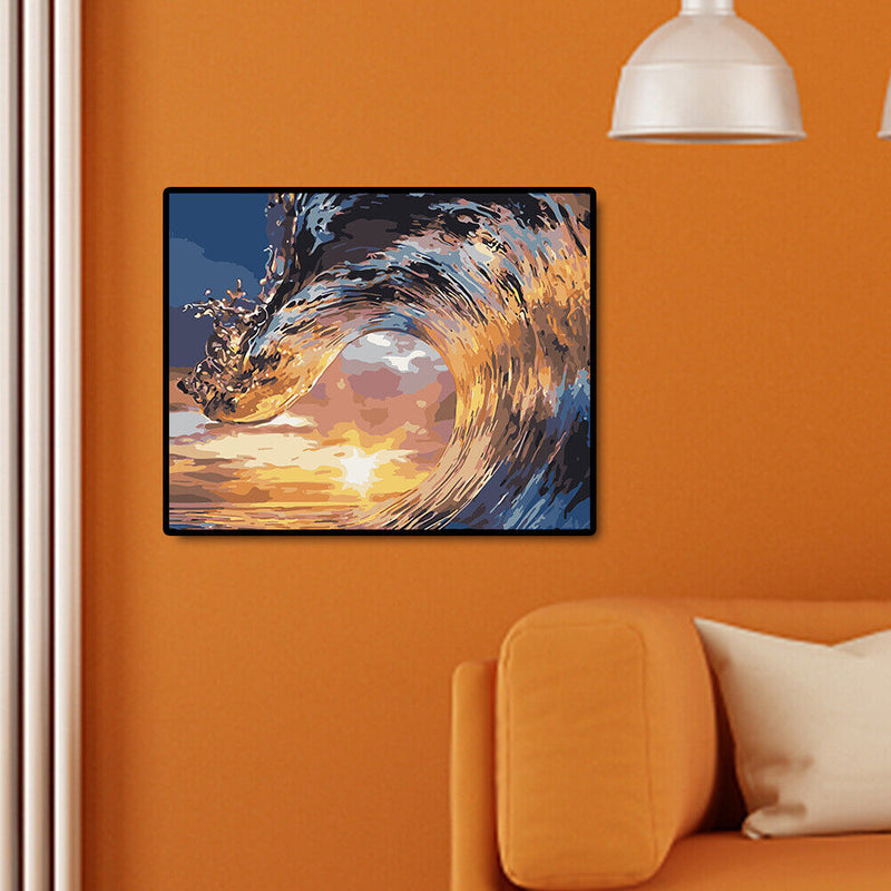 Sea Wave Painting By Number Kit Acrylic Paints Set DIY Handpainted Drawing