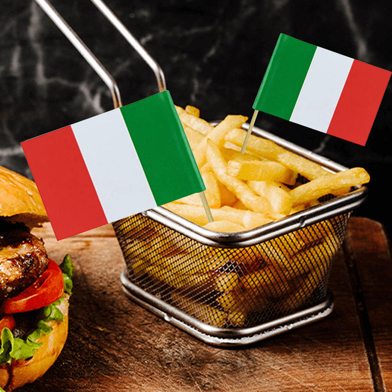 Italy Toothpick Flags - Mini Stick Cupcake Toppers & Country Party Decors