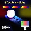 USB Plug Lamp USB Book Lamp Eye Protection Small Round Night Light (RGB) Newly