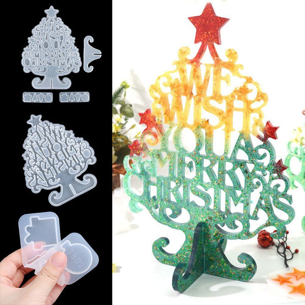 Epoxy Transparent Xmas Tree Silicone  Mould Christmas Mold Merry Christmas