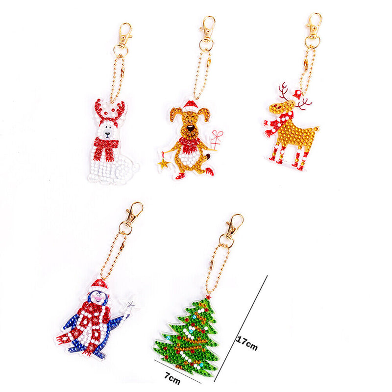 5D DIY Full Special Drill Diamond Painting Keychain Art Pendant(17x7cm)
