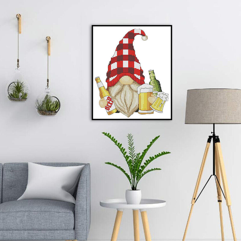 14CT Counted Partial Embroidery Set Beer Goblin Needlework DIY Cotton Art Craft