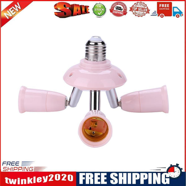 3 in 1 E27 to E27 Lamp Base Socket Splitter LED Light Bulb Holder (Pink)