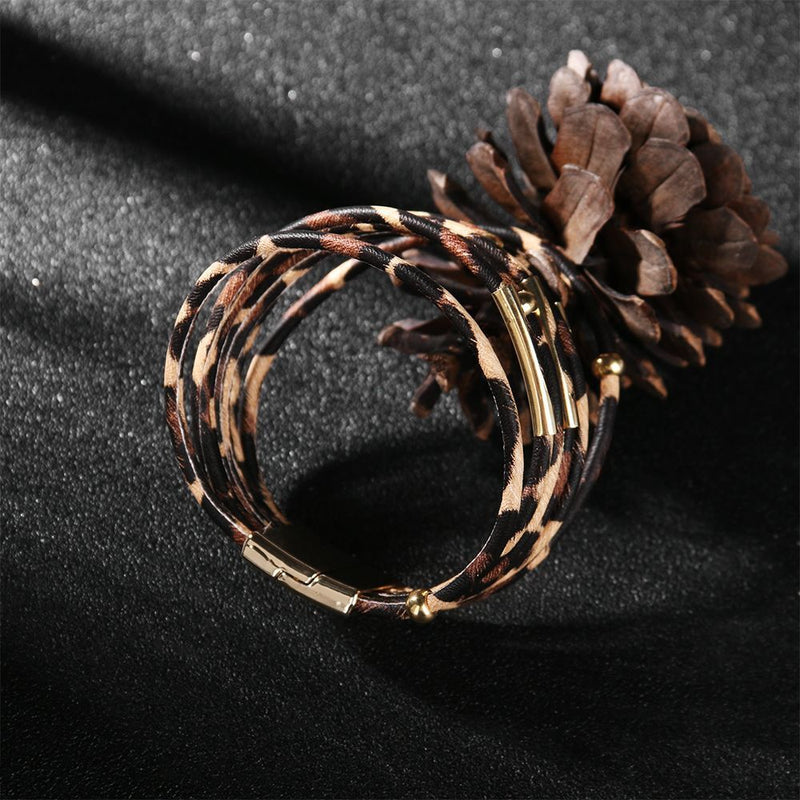 Wristband Leopard Leather Bangle  Magnetic Clasp Bracelet Bracelets & Bangles