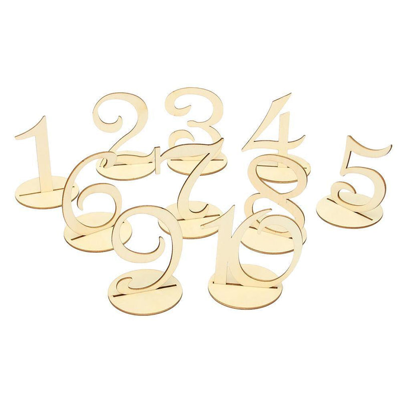 10pcs Wooden Wedding Table Number Seat Cards Ornament Craft (One to Ten)