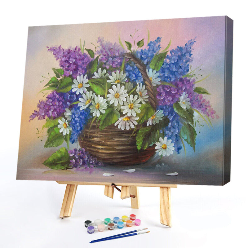 DIY Paint By Number Kit Flowers in Vase Acrylic Paint for Gift Art Ornaments