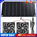10W 12V Solar Panel Fan Kit Waterproof Dual Exhaust Ventilator for Sheds RV