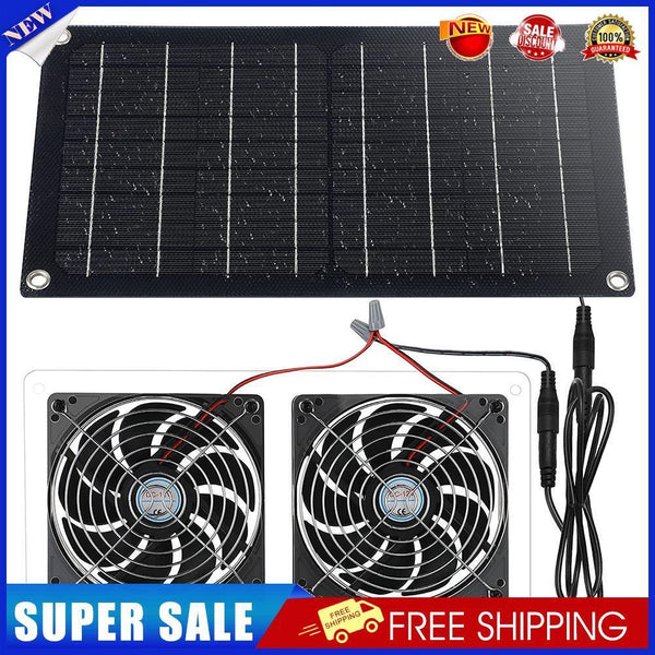 10W 12V Solar Panel Fan Kit Waterproof Dual Exhaust Ventilator for Sheds RV