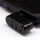 Mini Rotatable 3 Port USB Hub U Disk Reader Splitter for PC (USB 2.0 Black)