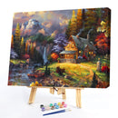 Paint By Numbers for Beginner Lodge Between Mountains and Forests Painting