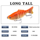 10cm/20g 7 Section Swimbait Bass Fishing Multi Jointed Artificial Lure (A) Newly