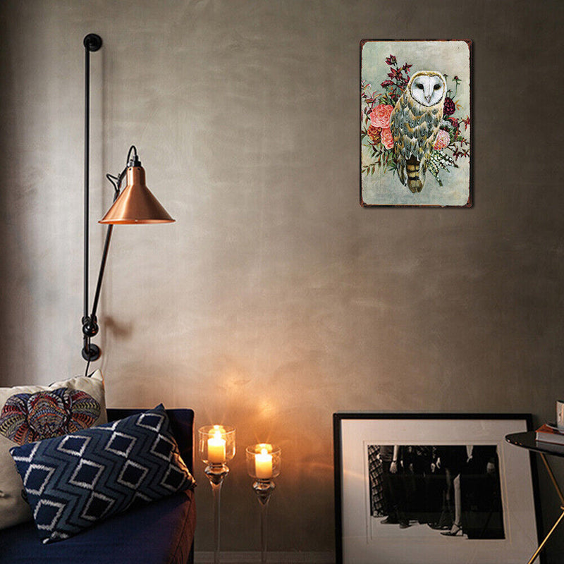 Flower Owl Retro Metal Plate Tin Sign Plaque Poster Wall Home Decor Iron Paints