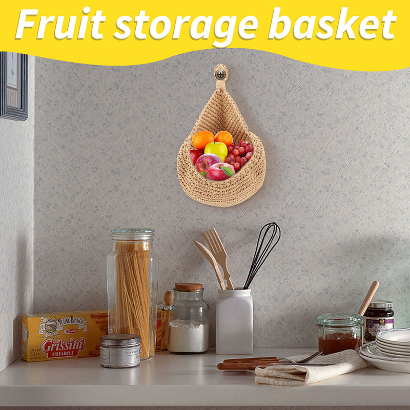 Wall-Mounted Jute Fruit Vegetable Basket Wall Hanging Storage (32x25cm) Newly