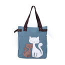Women handbag canvas bag with cute cat fashion ladiesl bags(light green)