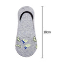 Fashion Women's Breathable Cute Floral Print Cotton Short Boat Socks (Grey)