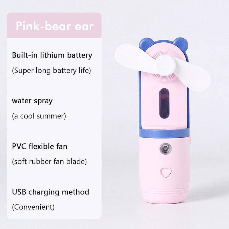 #A USB Rechargeable Fan with Spray Humidifier Humidification for Home Office Sch