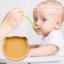 Children Dishes Baby Silicone Sucker Feeding Bowl Kid Dining Plate (Yellow)