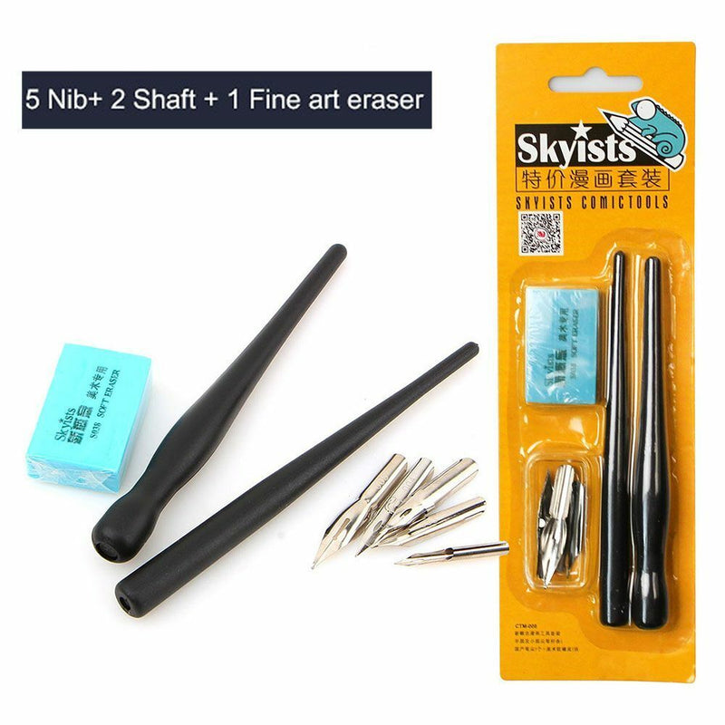 Stationery Nib Eraser Drawing Tip Calligraphy Manga Pen Set Painting Tools