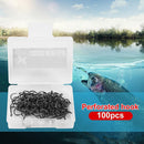 100pcs/box High Carbon Steel Fishhooks Barbed Hooks High Efficiency (8)