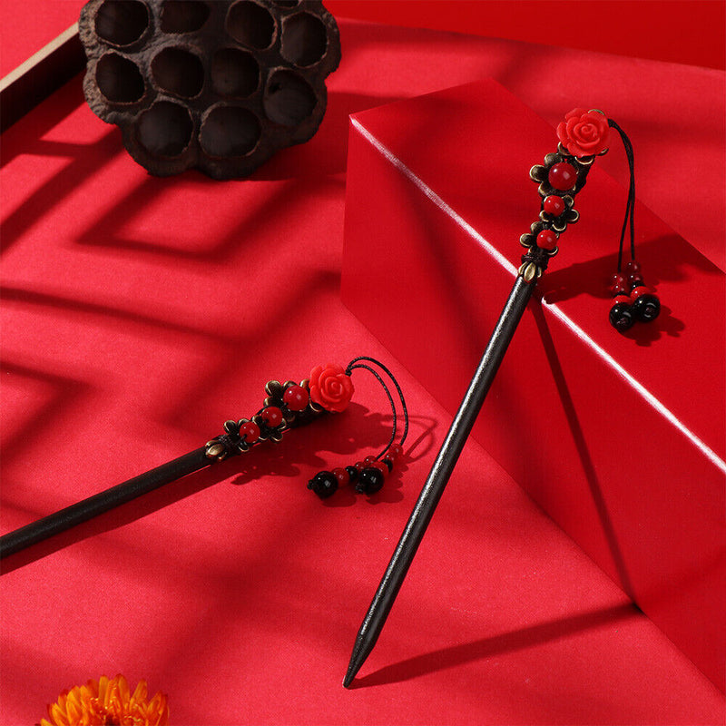 2PCS Girl Hairpins Styling Wooden Hair Pins Chopsticks Hair Stick Chinese
