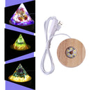 Crystal Orgonite Pyramid Lamp Base Decor Wooden LED Display Holder (White) Newly