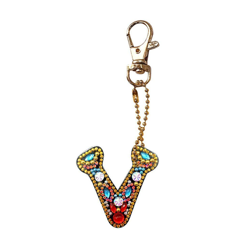 DIY Key Chain Diamond Painting Letters Women Bag Keyring Pendant Gift (V) Newly