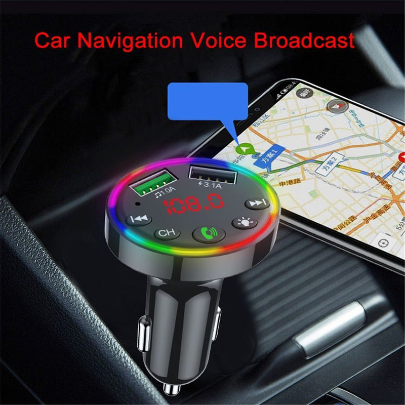 Dual USB LED Display Car Bluetooth Transmitter Modulator Compatible 5.0 FM