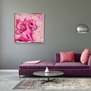 DIY 5D Full Drill Round Diamond Painting Kit Pink Dinosaur Drawing Home Decor