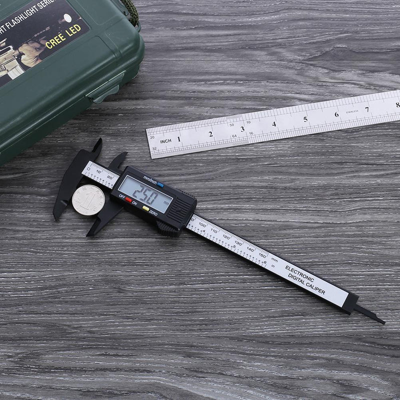 150mm 6 inch LCD Digital Electronic Carbon Fiber Vernier Calipers Measuring