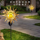 Solar LED Sun Moon Flame Light Retro Iron Landscape Lawn Lamps (C)(Yellow) Newly