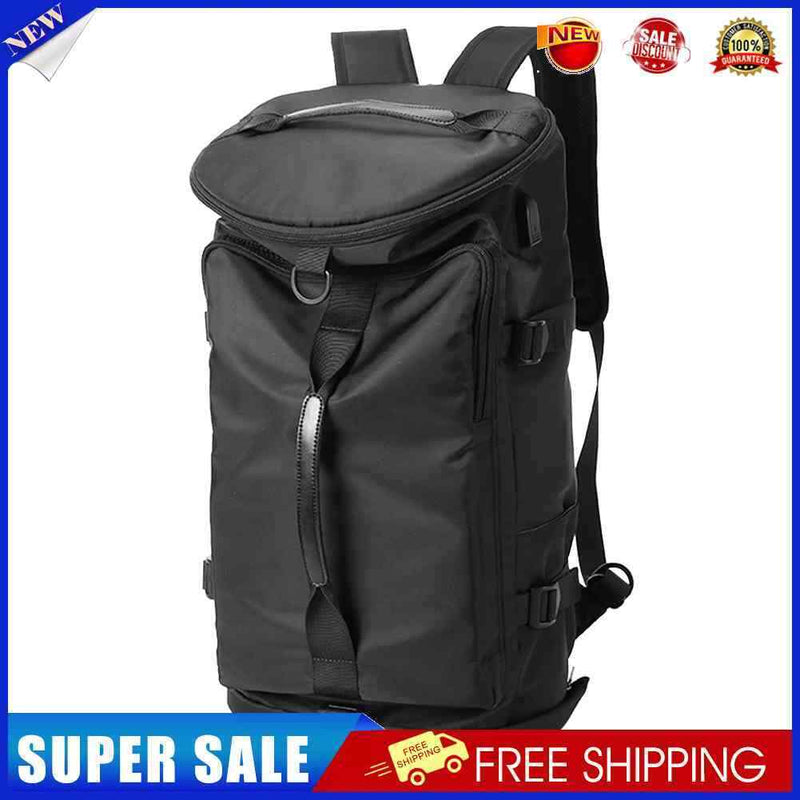 #A Men Fitness Backpack USB Charging Port Zipper Pocket Outdoor Carrying Rucksac