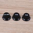 3pcs Plastic Electric Guitar Bass Volume Knob Potentiometer Caps(Black) Newly