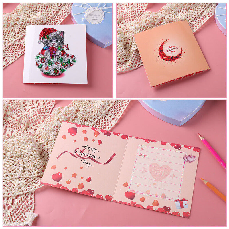 Greeting Cards Cat Special Shaped Bright Diamond Painting DIY Kit (KP004) Newly