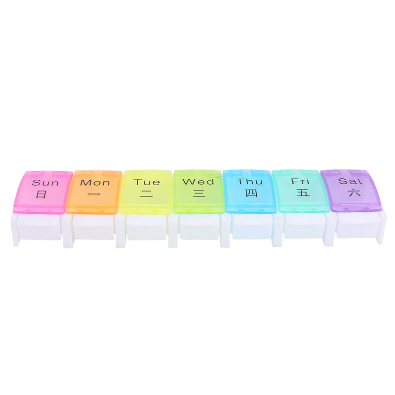 7 Day Weekly Pill Medicine Storage Box Tablet Rainbow Organizer Case Splitt